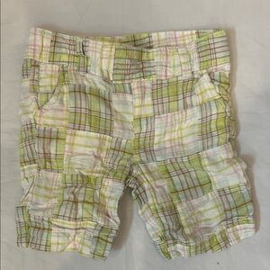 Plaid Kids Shorts in Green and Pink